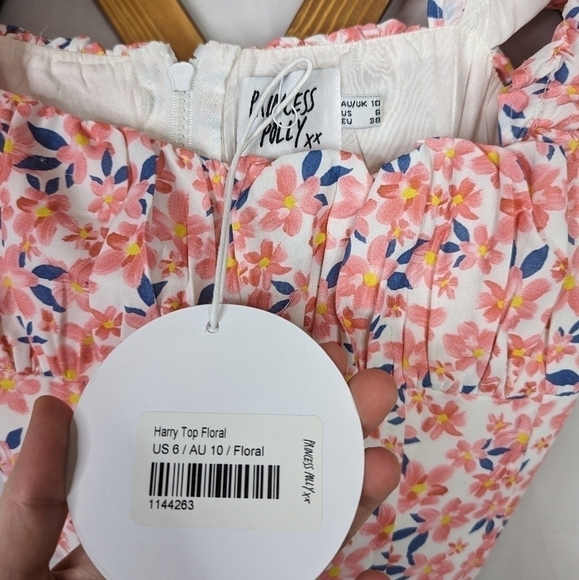 Princess Polly Harry Floral Corset Cap Sleeve Cropped Crop Top - Picture 7 of 9